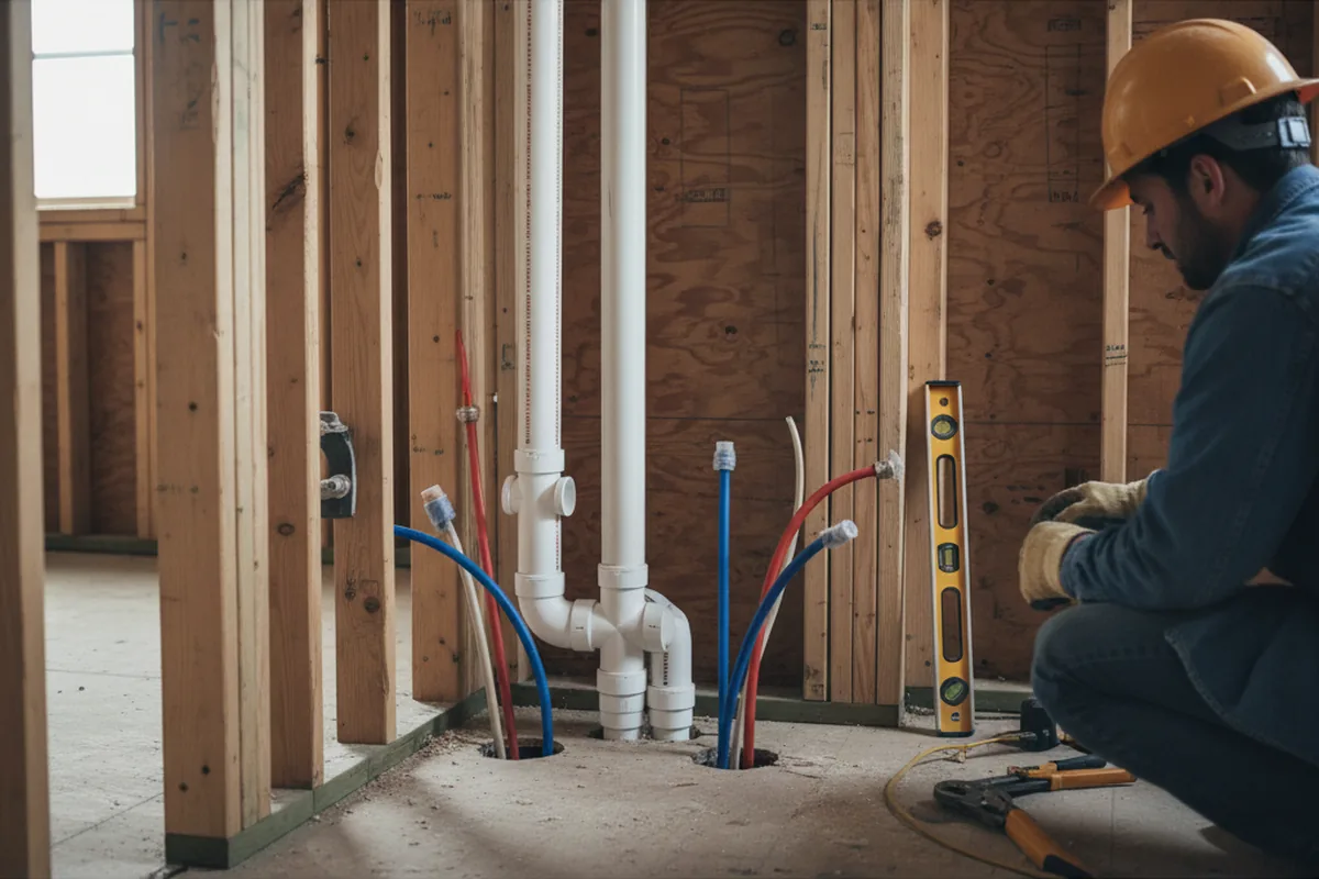 Drain and supply rough-in during Drain Cleaning in Belford